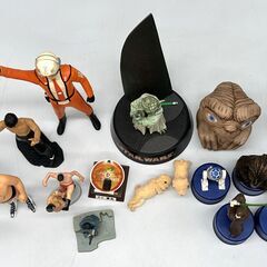 y2348E  ミニフィギュア まとめ21点 ペットボトルキャップ おまけ スターウォーズ E.T プロレス他 当時物 コレクション 長期保管品の画像