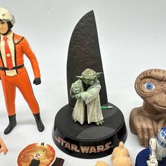 y2348E  ミニフィギュア まとめ21点 ペットボトルキャップ おまけ スターウォーズ E.T プロレス他 当時物 コレクション 長期保管品の画像