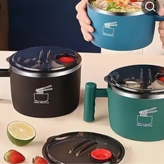 新品未使用蓋と取手付きステンレスボウルの画像