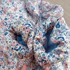 ★子供服移動フリマしてます★【美品】 120cm ダウンコート 花柄  リボン フード無しの画像