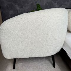 一人用チェアお譲りします・ブークレ生地ホワイト美品の画像