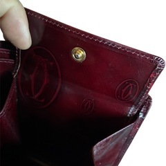 Cartier カルティエ ハッピーバースデイ 二つ折り財布 エナメル ボルドーの画像