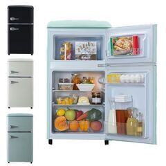 ●美品●アイリスオーヤマ ノンフロン レトロ 冷凍冷蔵庫 81L PRR-082D-W　2021年製 オフホワイト　の画像