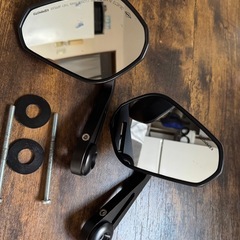 KEMIMOTO バーエンドミラー バイク用 ミラー オートバイミラー CNC加工 汎用ミラー ブラック 左右セット 車検対応 凸面鏡の画像