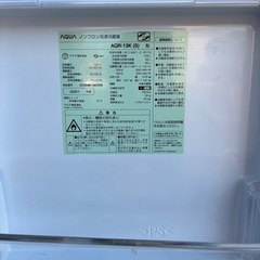 アクア　ノンフロン冷凍冷蔵庫　2ドア　2021年製の画像