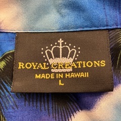 K2510-338 ROYAL CREATIONS アロハシャツ 半袖 ブルー Lサイズ ハワイ製 中古美品の画像