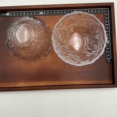 ガラスボウル2個セット　Contemporary Glass Collection　花型デザート皿　箱付きの画像