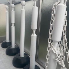 【駐車場軽量ポール5本組】ポール＋チェーン＋ （チェーンおまけ付）の画像