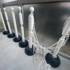 【駐車場軽量ポール5本組】ポール＋チェーン＋ （チェーンおまけ付）の画像