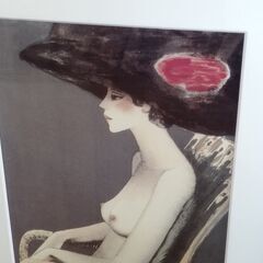 額入り複製画 カシニョール 「帽子の裸婦」 アート 絵画 インテリア 壁飾り　/TJ-2636 2Fの画像