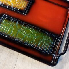 レトロ トレイ エジプト柄 プラスチック製 お盆 長角盆 トレー　/TJ-2639 2Fの画像