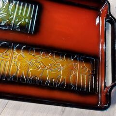 レトロ トレイ エジプト柄 プラスチック製 お盆 長角盆 トレー　/TJ-2639 2Fの画像