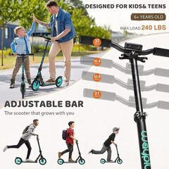 キックスクーター　キックボード　最大荷重240ポンド（約115kg）。折りたたみ式、軽量、8インチ（約20cm）の大型ホイール（子供、ティーン、大人向け）、4段階調整可能　卸ます　転売OK　倒産品　まとめ売り　ネット商材　アマゾン引き上げ商品　メルカリ　副業の画像
