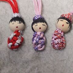 身代わりこけし人形 お守り 3姉妹 ストラップ 伝統工芸品 雑貨 和小物の画像