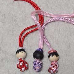身代わりこけし人形 お守り 3姉妹 ストラップ 伝統工芸品 雑貨 和小物の画像