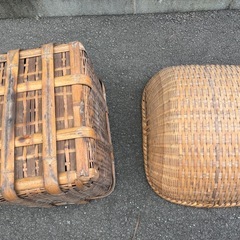 GY1023 竹ザル　籠　四角　昭和レトロの画像