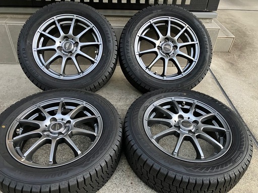 185/60R15超バリ山スタッドレスタイヤ付きホイール4本　アクア、カローラフィールダー、フィット、スイフト等　ランクA