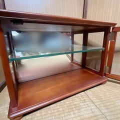 塩川光明堂 キュリオケース 200Y-A 木製ガラスショーケース（鏡付き） 収納棚 インテリア家具 ディスプレイ棚の画像