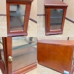 塩川光明堂 キュリオケース 200Y-A 木製ガラスショーケース（鏡付き） 収納棚 インテリア家具 ディスプレイ棚の画像