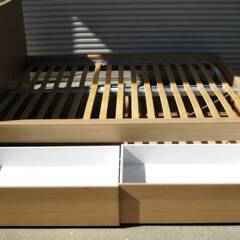 IKEA　ダブルベッド　フレーム　MALM　ニトリ　マットレス付き　セミダブル　Nスリープ　引き出し付き　イケア　引取り歓迎　157ZSの画像