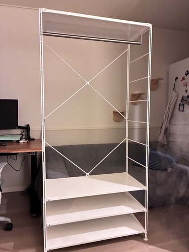 無印良品　スチールユニットシェルフ　ワードローブセット　ライトグレー