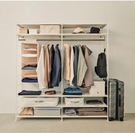 無印良品 スチールユニットシェルフ ワードローブセット ライトグレー