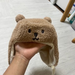 ベビー用くまさん帽子（冬用）の画像