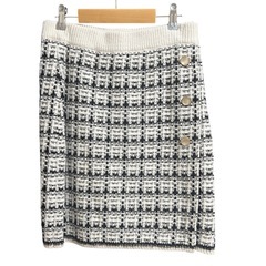 ツイード風ニットカーディガン M ブラック ニットスカート　セットアップの画像