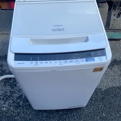 NO B581🌈福岡市内配送設置無料✨🌈 洗濯機 日立 2〜3人分 8.0kg コンパクト 脱水乾燥 設置配送料込み BW-V80EE7 2019年の画像