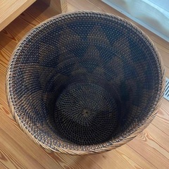 ③13号相当　小物入れ　鉢カバー　ラタン　南国風　ダークブラウンの画像