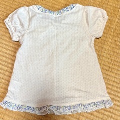 ベビー キッズ フリル付き 花モチーフ Tシャツ 95サイズの画像
