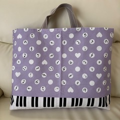 入園入学習い事 お手さげ トートバッグ レッスンバッグ ピアノ楽器柄の画像
