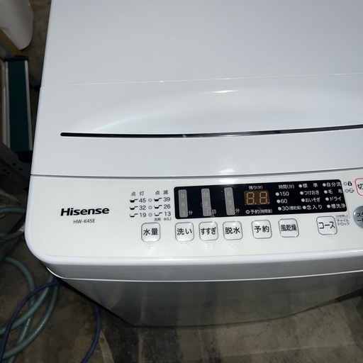 ほぼ新品/ハイセンス 全自動電気洗濯機 HW-K45H 4.5㌔2024年製