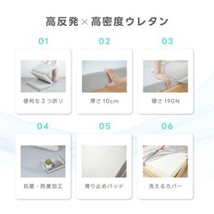 【新品未使用】シングル 高反発マットレス  厚さ10cm 三つ折り グレー ベッドマットレスの画像