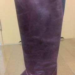 本革ワインレッドロングブーツ サイズ6.1/2の画像