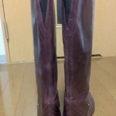 本革ワインレッドロングブーツ サイズ6.1/2の画像