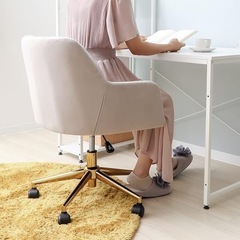 【美品】Neige Premium（ネージュプレミアム）デスクチェアー✨ふわふわクッション＆高級感あるゴールド脚の画像
