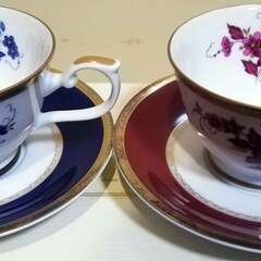 未使用◆ NARUMI CHINA カップ & ソーサー 2客 ◇ 金彩 花柄 アンティーク クラシカル デザイン コーヒー ティー◆ナルミ チャイナ 鳴海製陶の画像