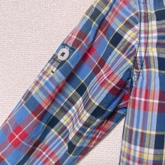 【美品】BABY GAP チェック柄 2wayシャツ 80 ブラウス　ベビー　羽織り　チェックシャツ　チェックブラウス　 長袖　ロールアップ　半袖の画像