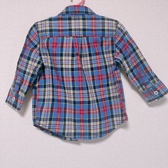 【美品】BABY GAP チェック柄 2wayシャツ 80 ブラウス　ベビー　羽織り　チェックシャツ　チェックブラウス　 長袖　ロールアップ　半袖の画像