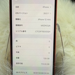 iPhone 12mini 128GBレッド 国内版 SIMフリー 「美品」箱付き バッテリー大容量100％の画像