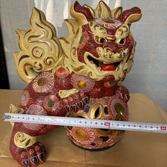 九谷焼　菊仙　玉乗り獅子　置物　縁起物の画像