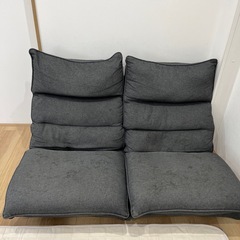 リクライニングソファ　木製　グレー　二脚セットの画像