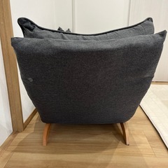 リクライニングソファ　木製　グレー　二脚セットの画像