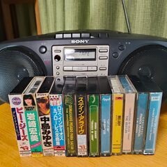 【引取限定】安心のSONY  CD RADIO CASSETTE-CORDER CFD-370 カセットテープ１２巻付の画像