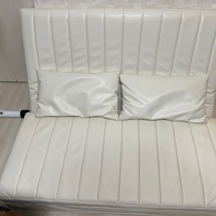 ①3wayソファー(ソファー↔︎カウチ↔︎ベッド)PVCレザー生地ホワイトの画像