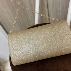 【美品】チェーン付クラッチバッグ（シャンパンゴールド）の画像