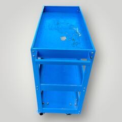 中古 【整備/ガレージ/工場に】3段 サービスカート ツールワゴン ブルー キャスター付 収納の画像