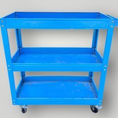 中古 【整備/ガレージ/工場に】3段 サービスカート ツールワゴン ブルー キャスター付 収納の画像