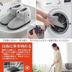 新品！！電気スリッパ フットウォーマー電気足温器 防寒グッズ PSE認証 温熱ケア グレー　22.0cm〜25.0cm 男女兼用の画像